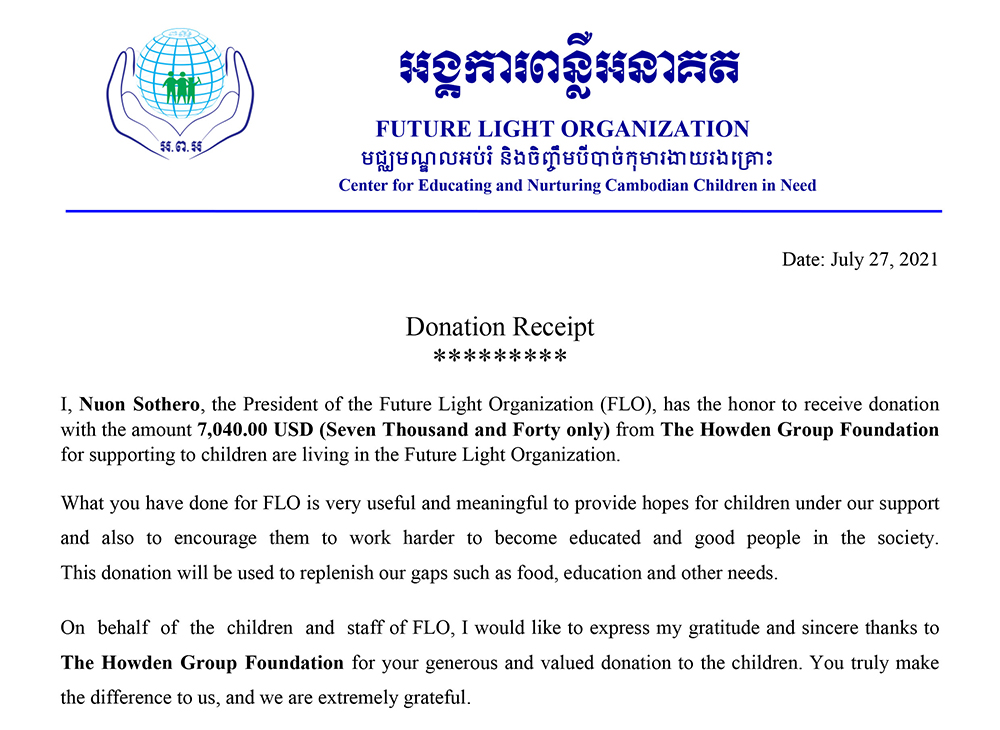 June 2021 – Investing in the Community award